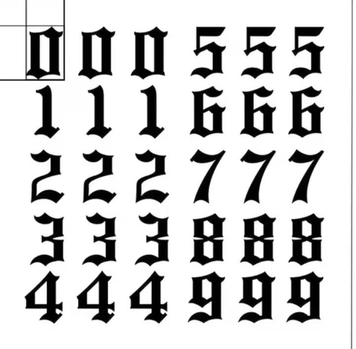 Set - Numbers temporary tattoo