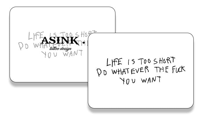 Надпис - life is too short...