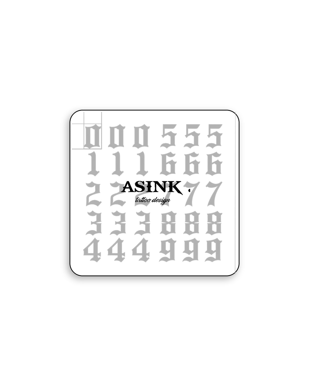 Set of numbers temporary tattoo - back