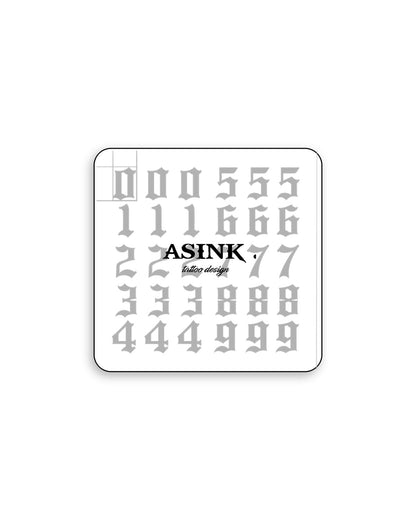Set of numbers temporary tattoo - back