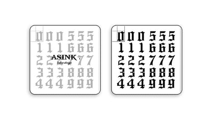 Set of numbers temporary tattoo - both sides